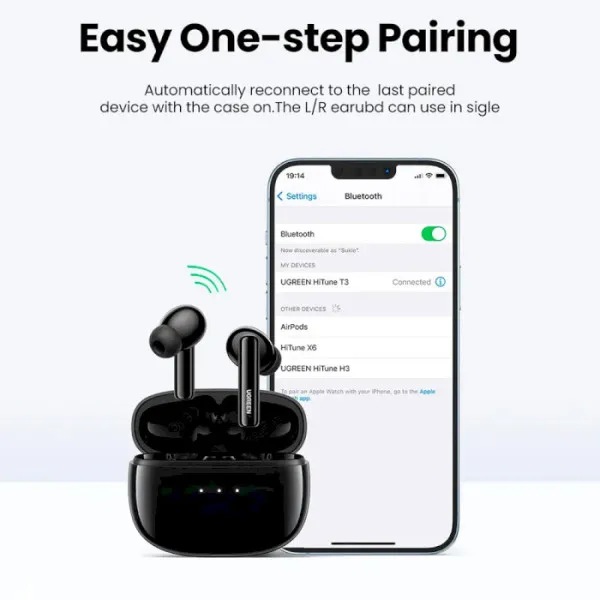 Бездротові навушники UGREEN WS106 HiTune T3 Active Noise-Cancelling Wireless Earbuds, IPX5, Black(UGR-90401) (UGR-90401) - Фото 8 Бездротові навушники UGREEN WS106 HiTune T3 Active Noise-Cancelling Wireless Earbuds, IPX5, Black(UGR-90401) (UGR-90401) - изображение 8