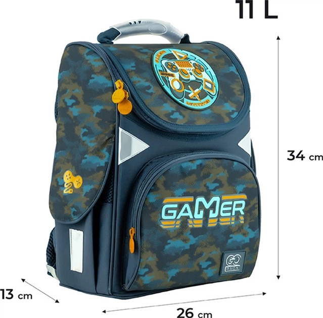 Рюкзак шкільний GoPack Gaming Mode каркасний 34x26x13 см Сірий (GO24-5001S-8) - зображення 2