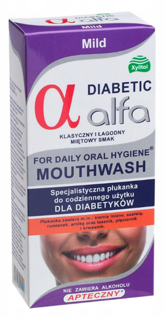 Specjalistyczny płyn do płukania jamy ustnej Atos Alfa Diabetic Mild 200 ml (5907437022290) - obraz 1