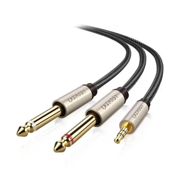 Аудіо кабель UGREEN AV126 3.5mm TRS to Dual 6.35mm TS Audio Cable 2m (Gray)(UGR-10615) (UGR-10615) - изображение 2