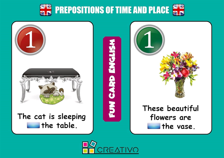 Gra planszowa Creativo Fun Card English Prepositions of Time and Place (9788366122192) - obraz 5