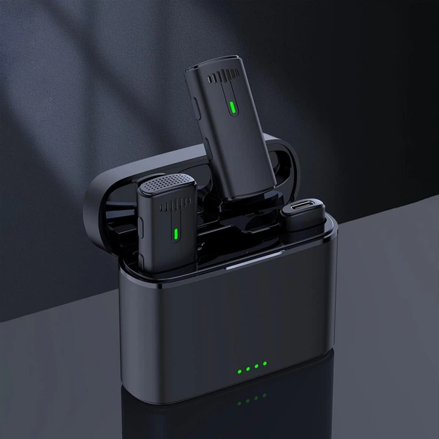 Микрофон беспроводной петличный для Android (Type-C) для iOS Iphone 15, 16 (Type-C) двойной в комплекте 2 шт. для презентаций для интервью для блогеров Plug&Play DKWAY X10-tc Pro черный + подарок - изображение 2