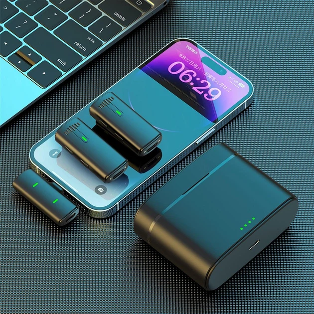 Микрофон беспроводной петличный для Android (Type-C) для iOS Iphone 15, 16 (Type-C) двойной в комплекте 2 шт. для презентаций для интервью для блогеров Plug&Play DKWAY X10-tc Pro черный + подарок - изображение 3