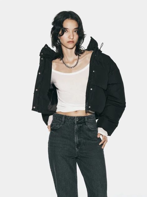 新品　ZARA BASIC モノトーンフラワーコンパクトブルゾン ZARA ザラフラワープリントジャケット Mサイズ ブルゾン アウター 花柄