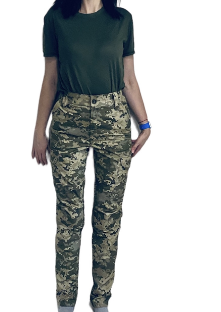 Жіночі військові тактичні штани 42 укрпіксель на флісі (зима) - зображення 1