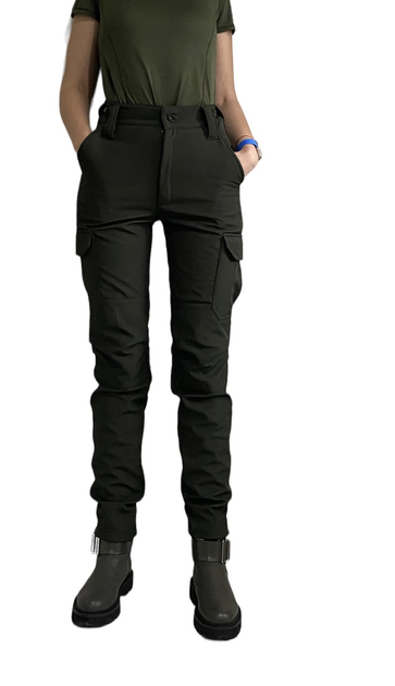 Жіночі тактичні брюки 42 Олива, Хакі софтшелл утепленні (зима) - зображення 1