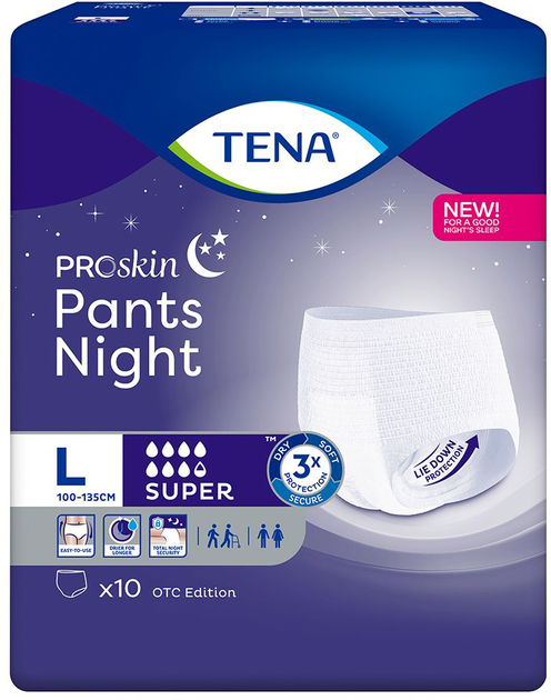 Majtki urologiczne Tena Pants ProSkin Night Super L 10 szt (7322541214672) - obraz 1