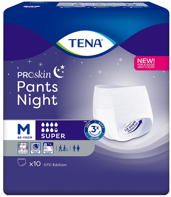Majtki urologiczne Tena Pants ProSkin Super Night M 10 szt (7322541214597) - obraz 1