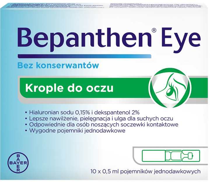 Krople do oczu Bayer Bepanthen Eye 10 ampułek x 0.5 ml (5908229302934) - obraz 1