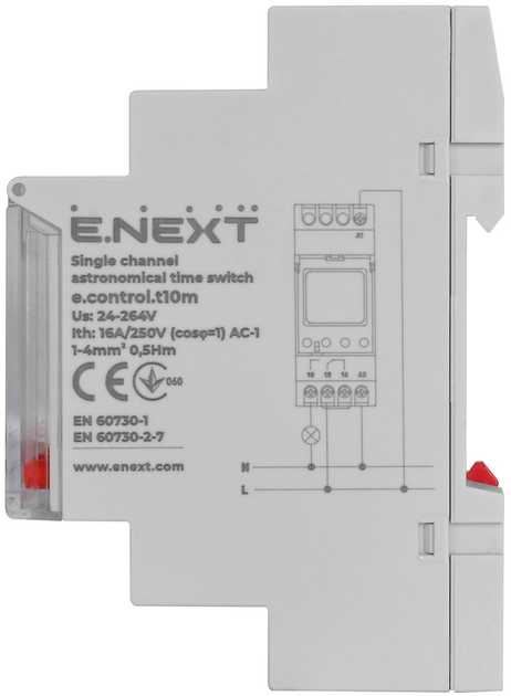 Реле часу астрономічне одноканальне E.Next e.control.t10m i0310035 - Фото 3 Реле часу астрономічне одноканальне E.Next e.control.t10m i0310035 - зображення 3