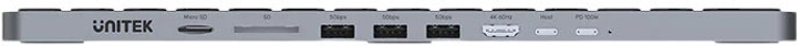 Klawiatura przewodowa Unitek 9-in-1 USB-C Keyboard Hub Szary (4894160049636) - obraz 3