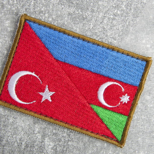Шеврон нашивка на липучці IDEIA прапор Туреччини та Азербайджану, вишитий патч 5х8 см (2200004278469) - зображення 2