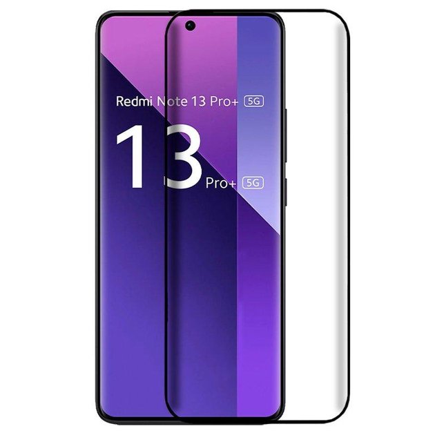Изогнутое защитное 3D стекло для Xiaomi Redmi Note 13 Pro+ 5G с черной ...