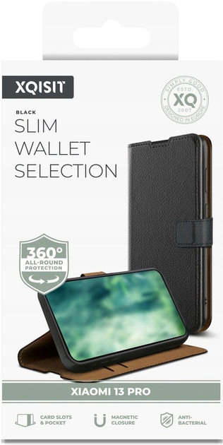 Чохол-книжка Xqisit NP Slim Wallet Selection Anti Bac для Xiaomi 13 Pro Black (4029948606750) - зображення 1