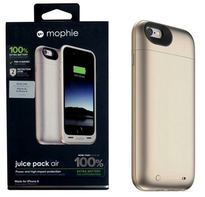 Чохол-аккумулятор Mophie Juice Pack Air 2750mAh для Apple iPhone 6/6s Gold (810472030456) - зображення 1