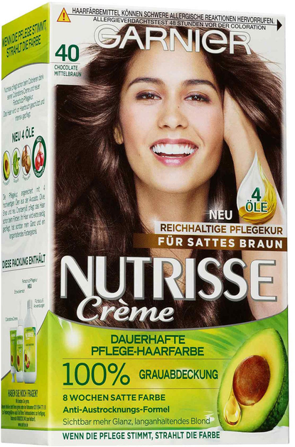 Крем-фарба для волосся Garnier Nutrisse 40 Chocolate Mittelbraun 180 мл (3600540244901) - зображення 1