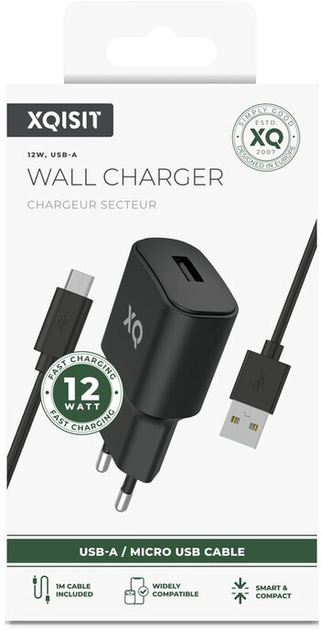 Ładowarka sieciowa Xqisit NP Travel Charger Single USB-A 2.4A + Kabel USB-A-Micro USB Black (4029948224589) - obraz 2