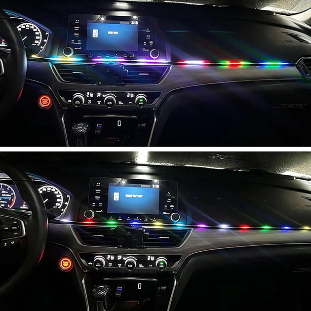 Подсветка салона авто Ambient Rgb 110+25см, светодиодная Bluetooth лента торпеды 12в многоцветная с пультом от USB - Фото 6 Подсветка салона авто Ambient Rgb 110+25см, светодиодная Bluetooth лента торпеды 12в многоцветная с пультом от USB - изображение 6