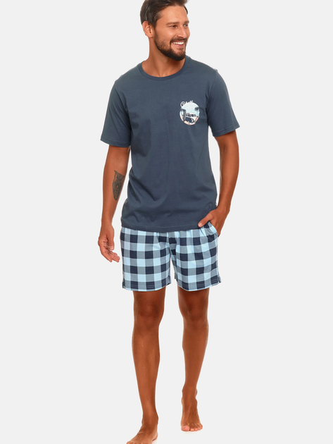 Піжама (футболка + шорти) чоловіча бавовняна Doctor Nap PMB.4416 M Синя (5901592701182) - зображення 1