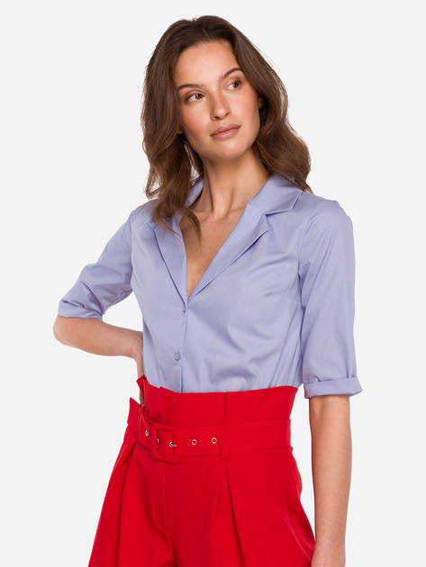Koszula damska z krótkim rękawem Makover K125 XL Niebieska (5903887667418) - obraz 1