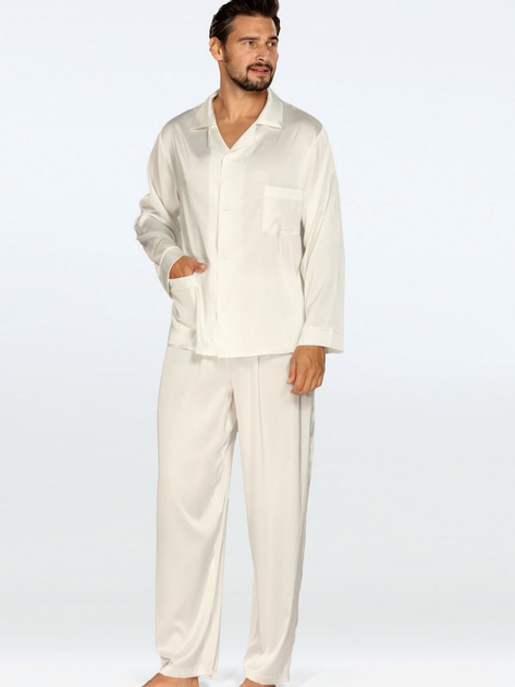 Piżama (koszula + spodnie) męska DKaren Lukas M Ecru (5903251470927) - obraz 1