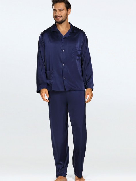 Piżama (koszula + spodnie) męska DKaren Lukas XL Granatowa (5903251471023) - obraz 1