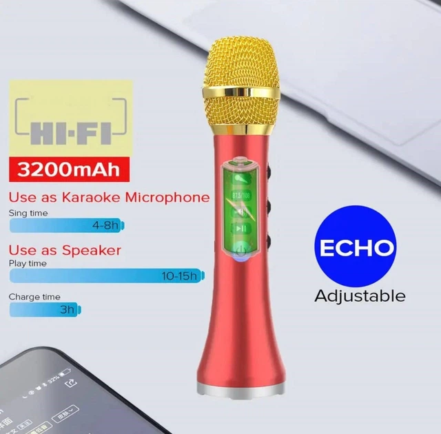 Беспроводной портативный мини микрофон караоке MicMagic L-1258 DSP+TWS 20 Вт Золотой - Фото 7 Беспроводной портативный мини микрофон караоке MicMagic L-1258 DSP+TWS 20 Вт Золотой - изображение 7