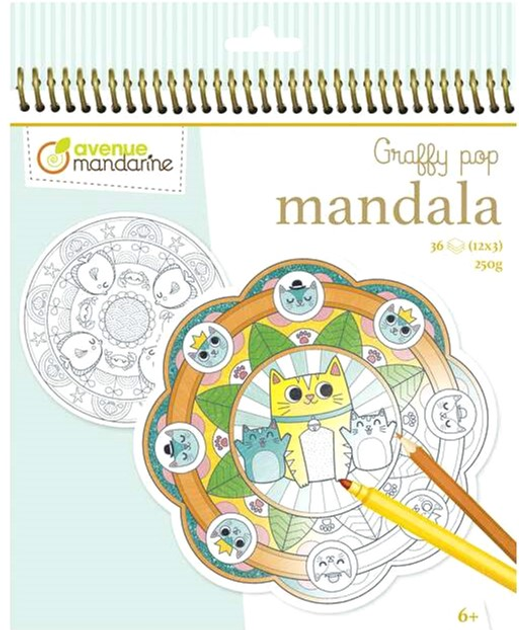 Kolorowanka Avenue Mandarine Graffy Pop Mandala Animals (3609510520304) - obraz 1