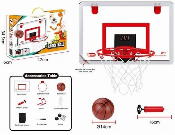 Zestaw do gry w koszykówkę Maksik WT326 z piłką (6920179214517) - obraz 1