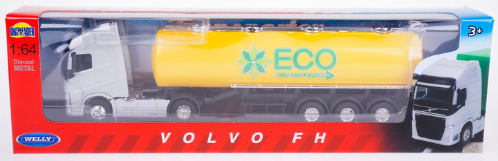 Metalowy model ciężarówki Welly Volvo Oil Tanker z cysterną 1:64 (4891761580179) - obraz 1