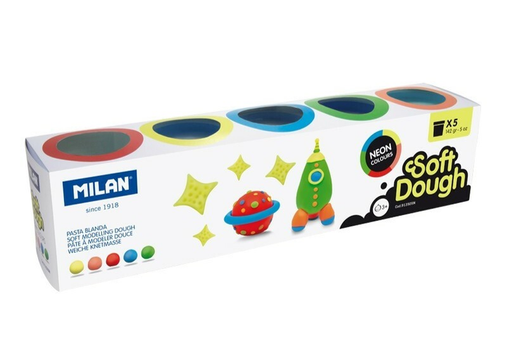 Тісто для ліплення Milan Neon Soft Dough 5 x 142 г (8411574086543) - зображення 1