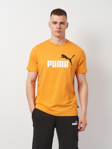 Акція на Футболка чоловіча Puma Essentials+ 58675996 S Жовта з принтом від Rozetka
