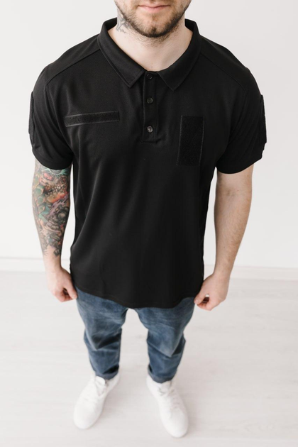 Мужская футболка милитари-поло с липучками для шевронов, черный, размер М - изображение 2