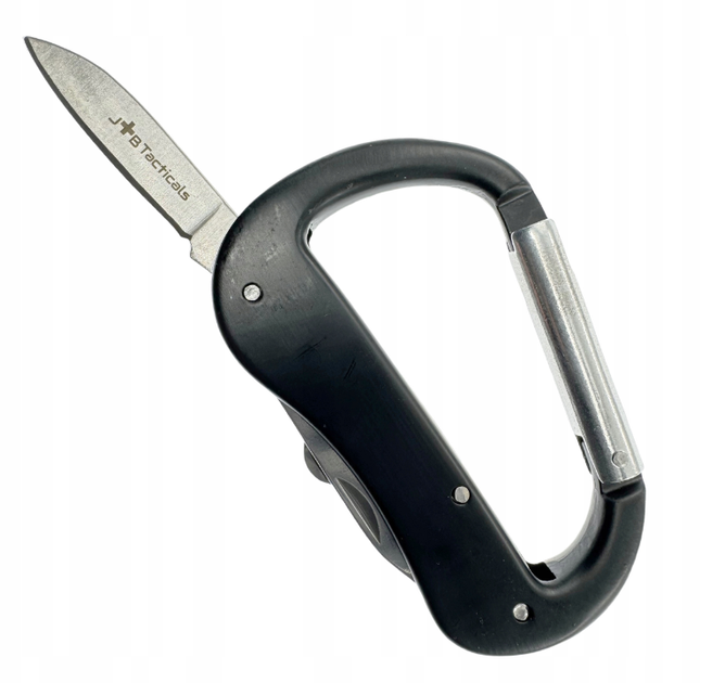 Карабін JB Tacticals Мультитул з Ножем Ножицями 6 в 1 Чорний JB-MLT-0007-BLK - зображення 4