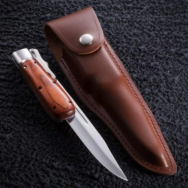 Нож складной Финка Кортик с удлиненным лезвием в кожаном чехле - изображение 2
