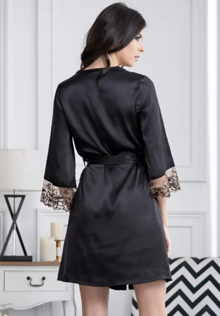 Черный шелковый халат Mia-Amore 3637 40(XS) Черный - Фото 3 Черный шелковый халат Mia-Amore 3637 40(XS) Черный - изображение 3