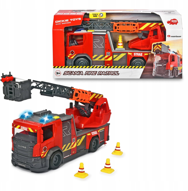 Пожежна машина Dickie Toys SOS Scania зі світлом і звуком (4006333073380) - зображення 1