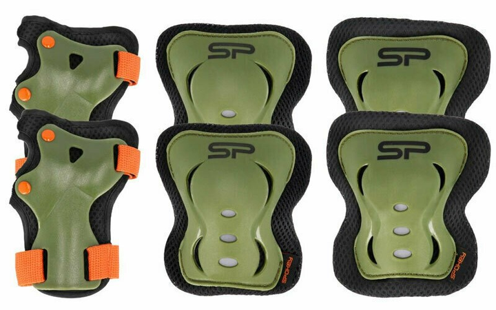 Набір захисних накладок Spokey Shield M для зап'ясть ліктів і колін Хакі (5905339409348) - зображення 1