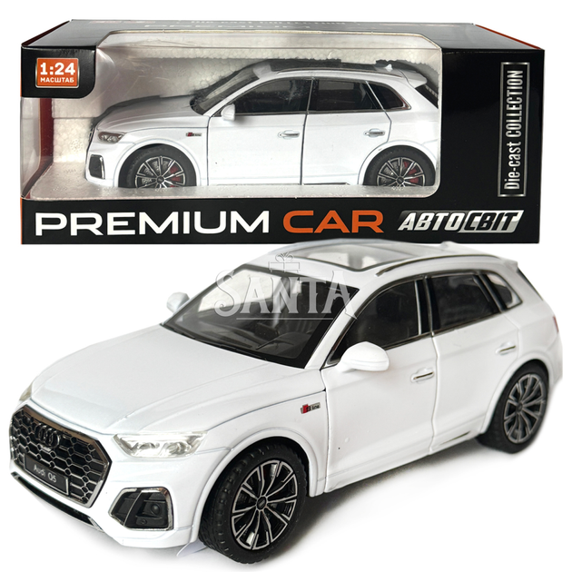 Машинка металлическая Audi Q5 Ауди белая 1:24 звук свет инерция откр двери багажник капот резиновые колеса 20*8,5*8см (AP-2014) - Фото 1 Машинка металлическая Audi Q5 Ауди белая 1:24 звук свет инерция откр двери багажник капот резиновые колеса 20*8,5*8см (AP-2014) - изображение 1