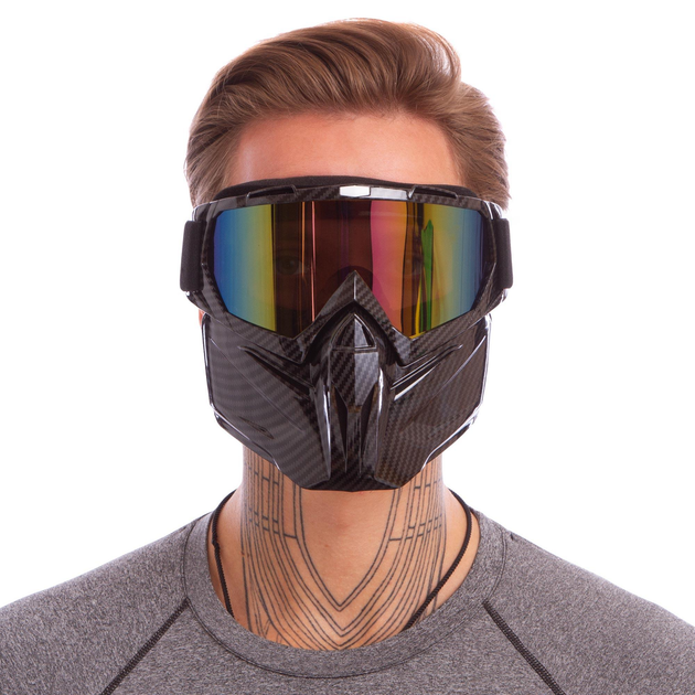 Защитная маска-трансформер очки пол-лица SP-Sport 307 черный - изображение 1