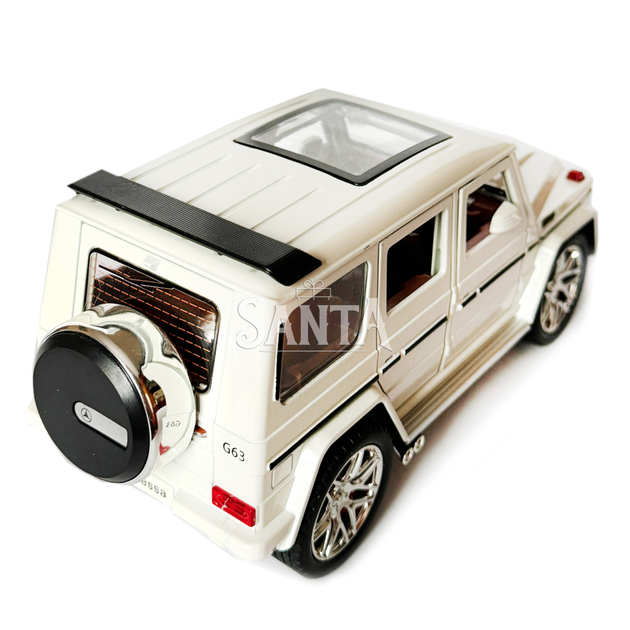 Машинка металева Mercedes-Benz G63 AMG Гелінтваген мерседес білий 1:24 світло, інерція, відчиняються двері, багажник, капот, 22*8*9,5см (AP-1834) - зображення 4