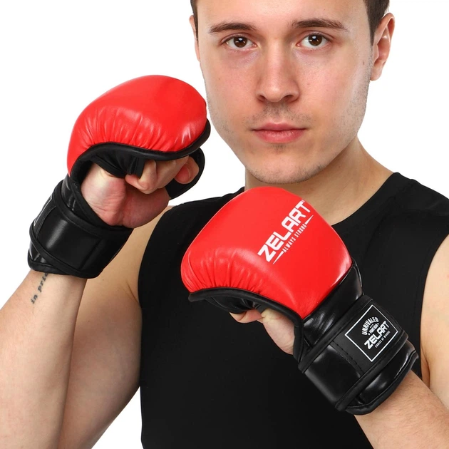 Перчатки для смешанных единоборств Zelart Fight 4612 размер S Red-Black - изображение 5