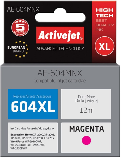 Wkład atramentowy Activejet do Epson 604XL C13T10H34010 Supreme Magenta (AE-604MNX) - obraz 1