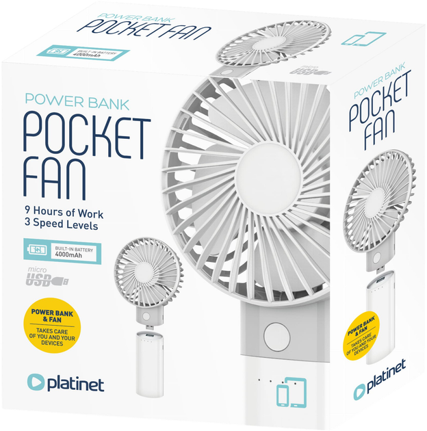 Вентилятор ручний (портативний) Platinet PRDF6107 - зображення 3