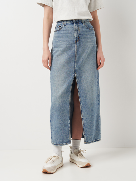 Акція на Спідниця джинсова довга осіння пряма жіноча Levi's Ankle Column Skirt A7512-0000 26 Please Hold від Rozetka