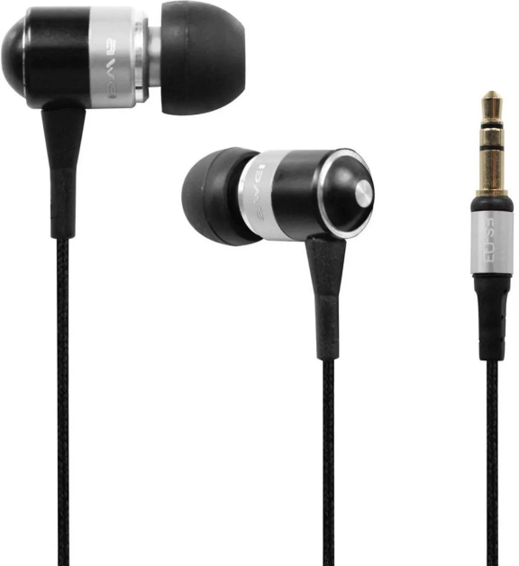 Наушники проводные AWEI ES-Q3 1.2 м Silver-Black - Фото 1 Наушники проводные AWEI ES-Q3 1.2 м Silver-Black - изображение 1