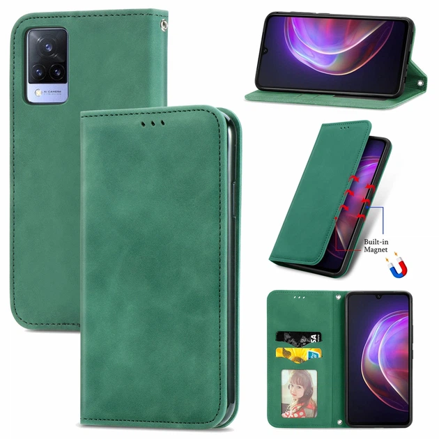 Чехол-книжка Skin Feel Leather Wallet для Vivo V21 Green - Фото 1 Чехол-книжка Skin Feel Leather Wallet для Vivo V21 Green - изображение 1