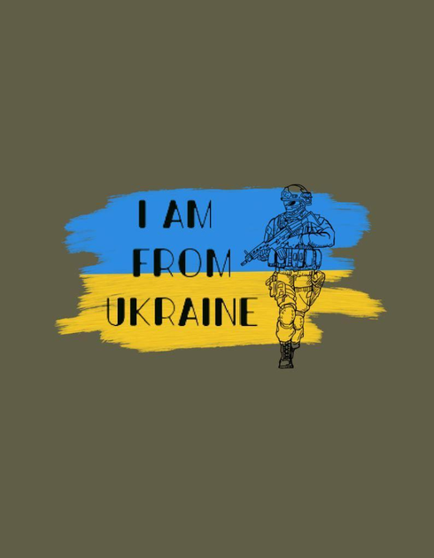 Бавовняна футболка прямого крою ЗСУ з принтом I am from Ukraine олива 56 - зображення 2