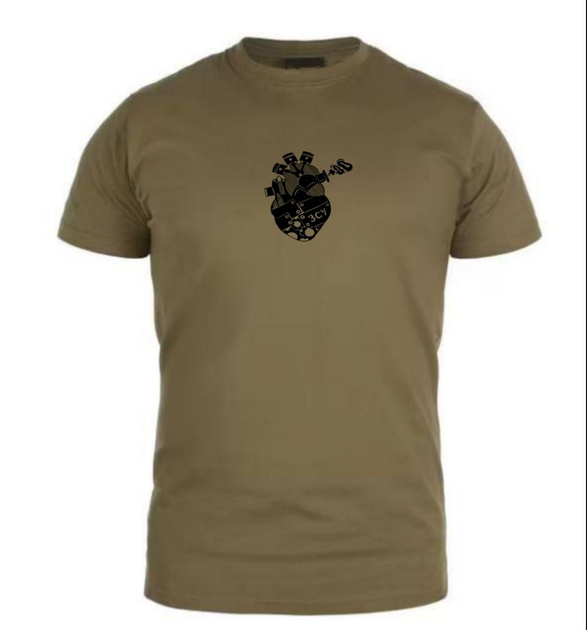 Хлопковая футболка ВСУ с принтом Сердце олива 52 - изображение 1