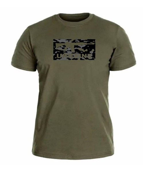 Бавовняна футболка прямого крою з принтом Автомат олива 50 - зображення 1